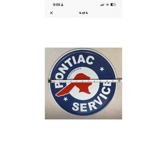 Pontiac Service Tin Metal Sign Chief Emblem Auto Shop Car Garage Vintage - Picture 4 of 4